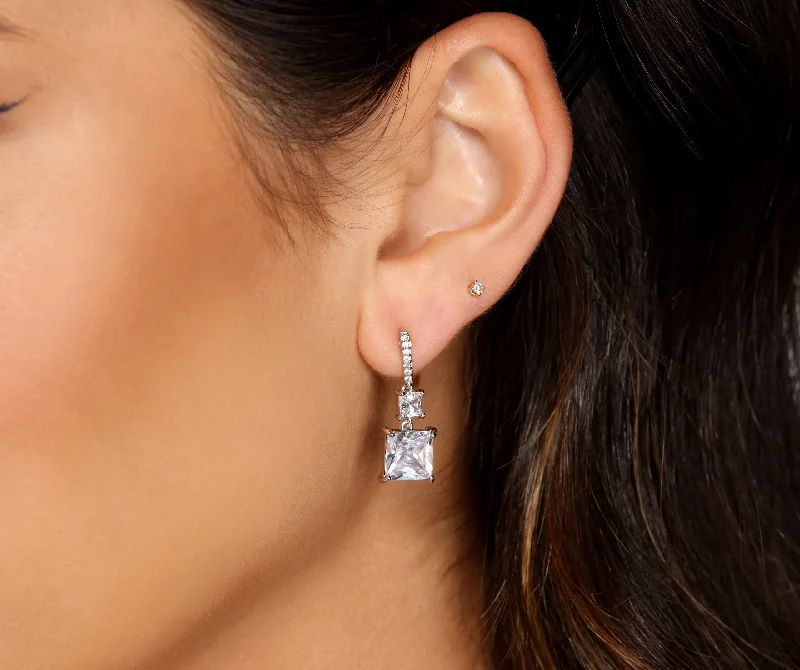 "Pleated dresses for women with a graceful movement"Double Luxe Princess Cut Studs