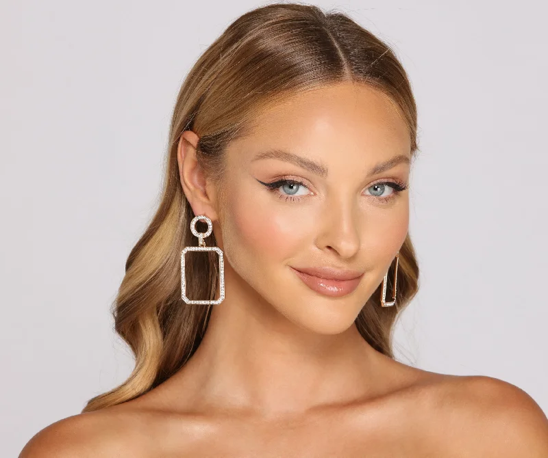 "Beach wedding dresses for women for a laid - back ceremony"Encircled In Luxe Rhinestone Earrings "Beach wedding dresses for women for a laid - back ceremony"Encircled In Luxe Rhinestone Earrings
