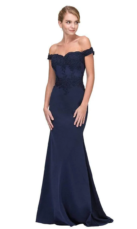 "Beaded dresses for women for a glamorous look"Eureka Fashion - 7100 Off Shoulder Lace Appliqued Jersey Mermaid Gown "Beaded dresses for women for a glamorous look"Eureka Fashion - 7100 Off Shoulder Lace Appliqued Jersey Mermaid Gown