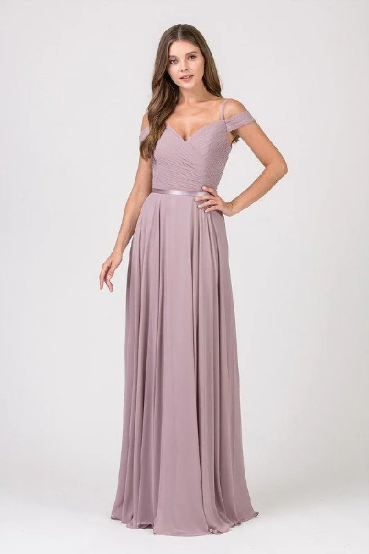 "Plus size formal dresses for women for special events"Eureka Fashion - 7611 Long Ruche-Textured Bodice A-Line Gown