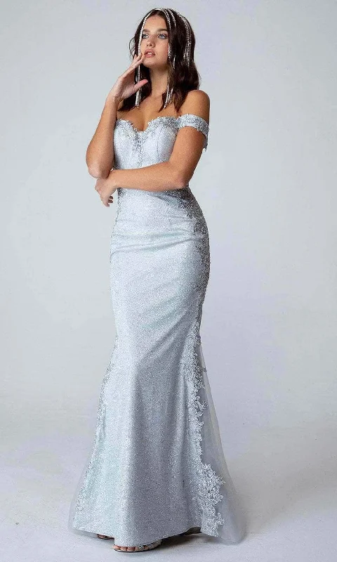 "Bohemian - style women's dresses for music festivals"Eureka Fashion 9007 - Off-shoulder Lace Applique Evening Gown "Bohemian - style women's dresses for music festivals"Eureka Fashion 9007 - Off-shoulder Lace Applique Evening Gown