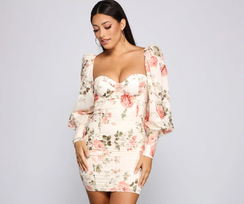 "T - shirt dresses for women for ultimate comfort"Floral Bloom Chiffon Mini Dress