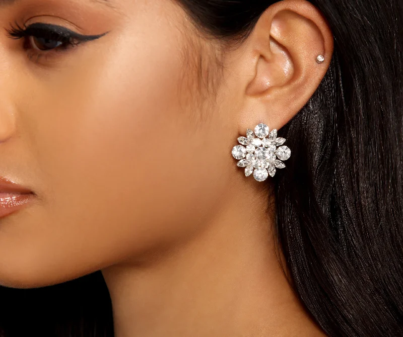 "Shirt dresses for women for a smart - casual style"Glam Gemstone Flower Stud Earrings