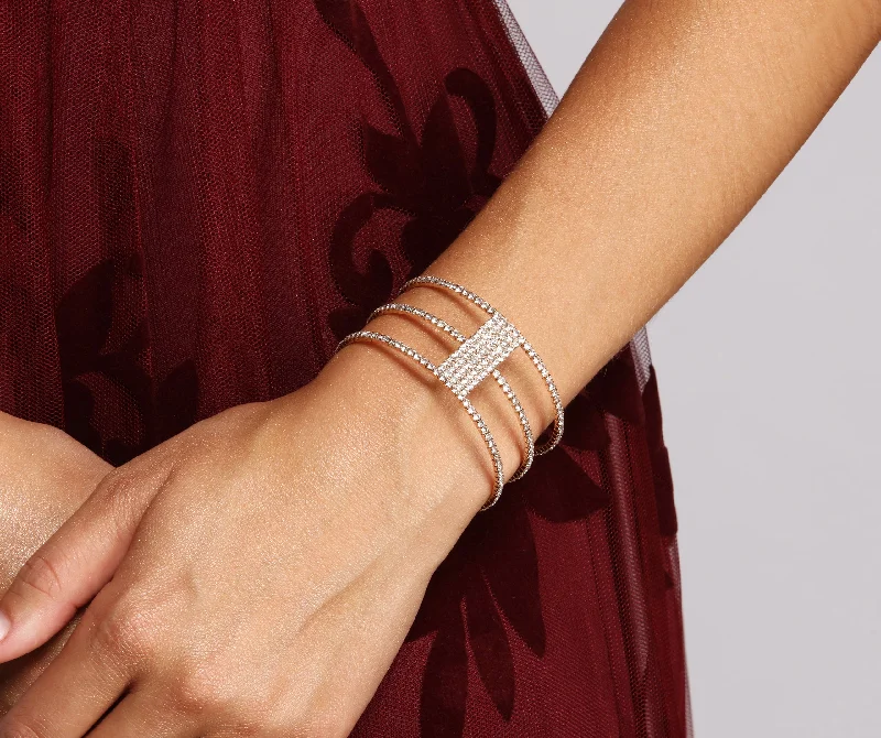 "Satin dresses for women for a luxurious appearance"Glamorous Rhinestone Tiered Cuff Bracelet "Satin dresses for women for a luxurious appearance"Glamorous Rhinestone Tiered Cuff Bracelet
