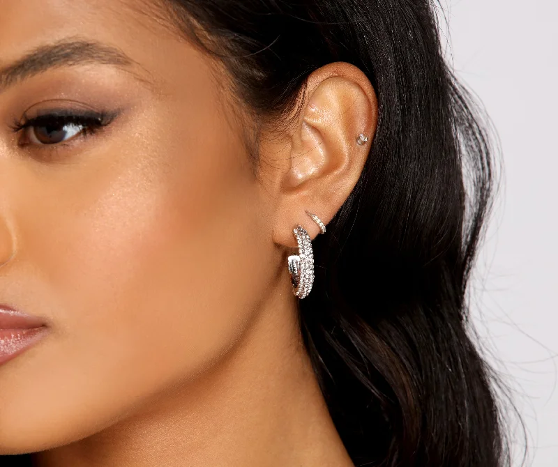"White dresses for women for a fresh and clean look"Gorgeous Glam Three-Pack Hoop Earrings Set