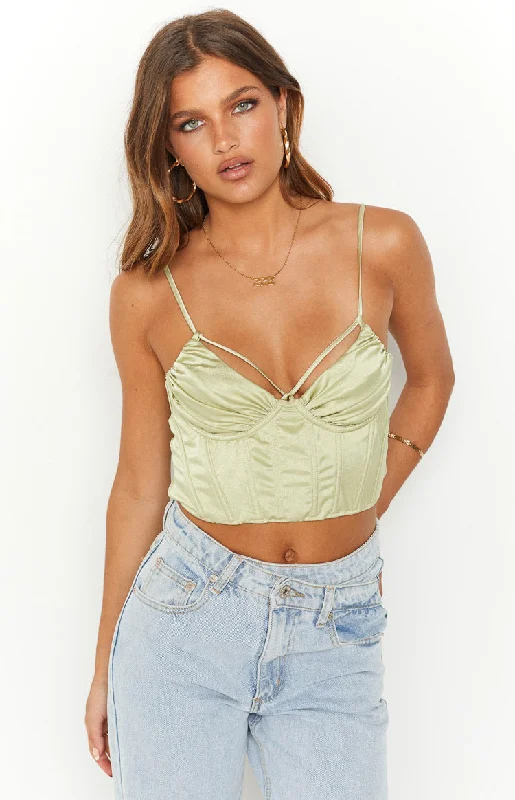 "New Arrivals Discount: 20% Off on Latest Women's Dress Collections"Jaid Green Corset Crop Top "New Arrivals Discount: 20% Off on Latest Women's Dress Collections"Jaid Green Corset Crop Top