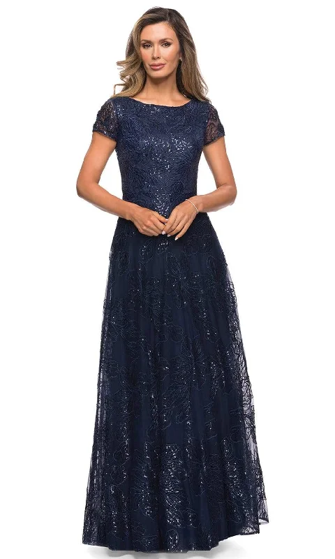"Black tie dresses for women for formal galas"La Femme - 27837 Sequined Lace Bateau A-line Dress "Black tie dresses for women for formal galas"La Femme - 27837 Sequined Lace Bateau A-line Dress