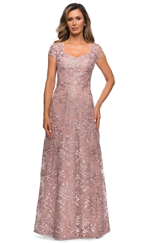 "Plus size formal dresses for women for special events"La Femme - 27951 Lace V Neck Sheath Mother of the Bride Dress