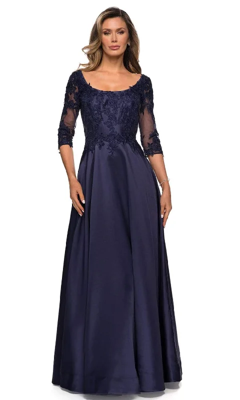 "Midi dresses for women with unique patterns"La Femme - 27988 Floral Appliqued Illusion Bodice Dress "Midi dresses for women with unique patterns"La Femme - 27988 Floral Appliqued Illusion Bodice Dress