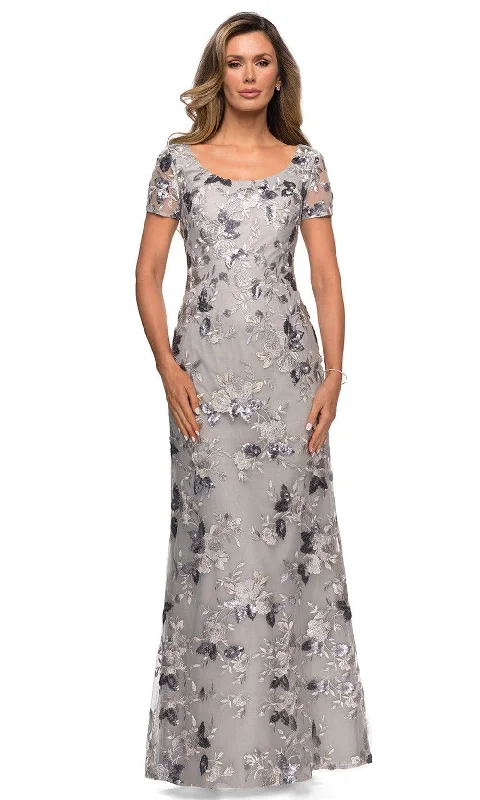 "Black tie dresses for women for formal galas"La Femme - 27991 Sequined Floral Lace Mother of the Groom Sheath Dress "Black tie dresses for women for formal galas"La Femme - 27991 Sequined Floral Lace Mother of the Groom Sheath Dress