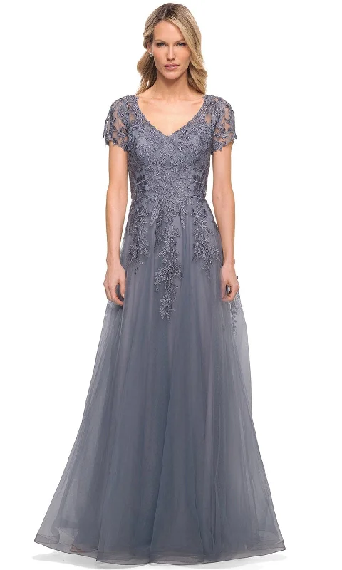 "Sequined dresses for women to shine at parties"La Femme 29164 - Lace Tulle A-Line Long Mother of the Bride Gown "Sequined dresses for women to shine at parties"La Femme 29164 - Lace Tulle A-Line Long Mother of the Bride Gown