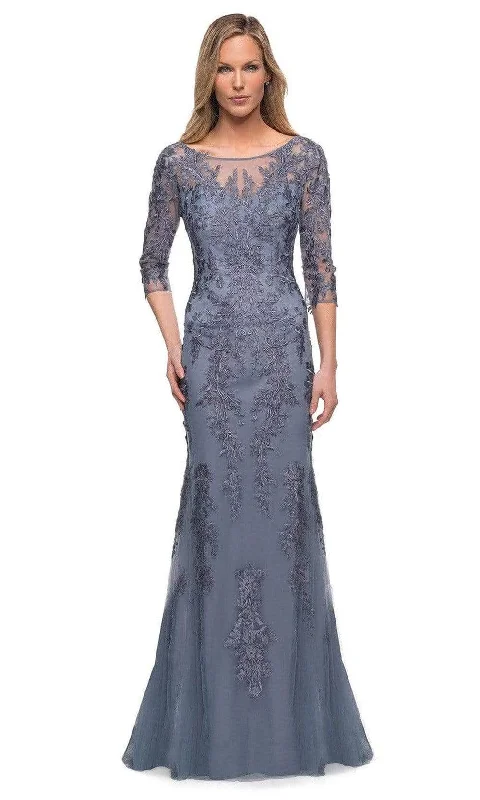 "Plus size formal dresses for women for special events"La Femme - 29226 Embroidered Tulle Sheath Gown "Plus size formal dresses for women for special events"La Femme - 29226 Embroidered Tulle Sheath Gown
