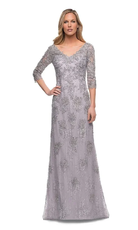 "Midi dresses for women with unique patterns"La Femme - 29379 Quarter Sleeve Lace Formal Dress "Midi dresses for women with unique patterns"La Femme - 29379 Quarter Sleeve Lace Formal Dress