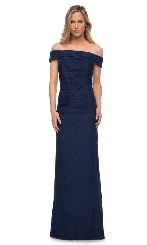 "Midi dresses for women with unique patterns"La Femme - 29541 Off Shoulder Column Evening Dress "Midi dresses for women with unique patterns"La Femme - 29541 Off Shoulder Column Evening Dress