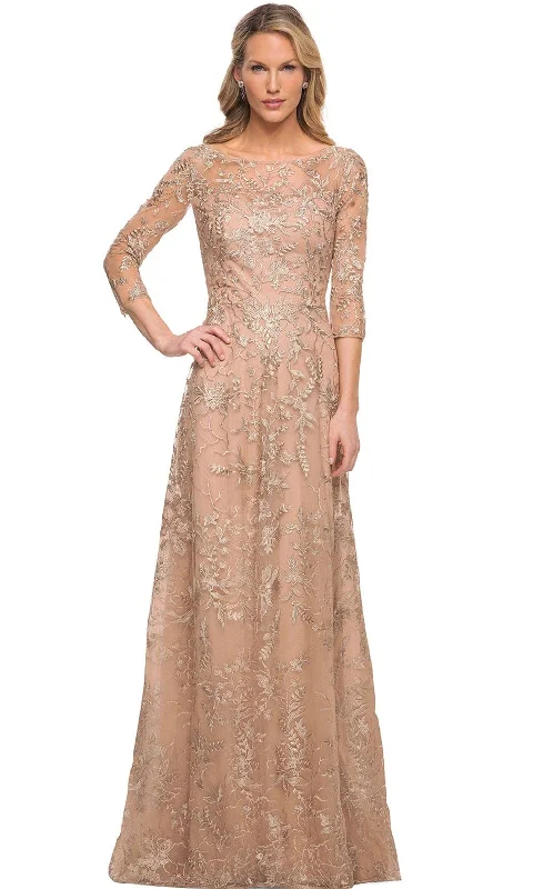 "Trendy casual dresses for women to wear at the beach"La Femme 30021 - Sheer Lace Sheath Mother of the Bride Dress "Trendy casual dresses for women to wear at the beach"La Femme 30021 - Sheer Lace Sheath Mother of the Bride Dress