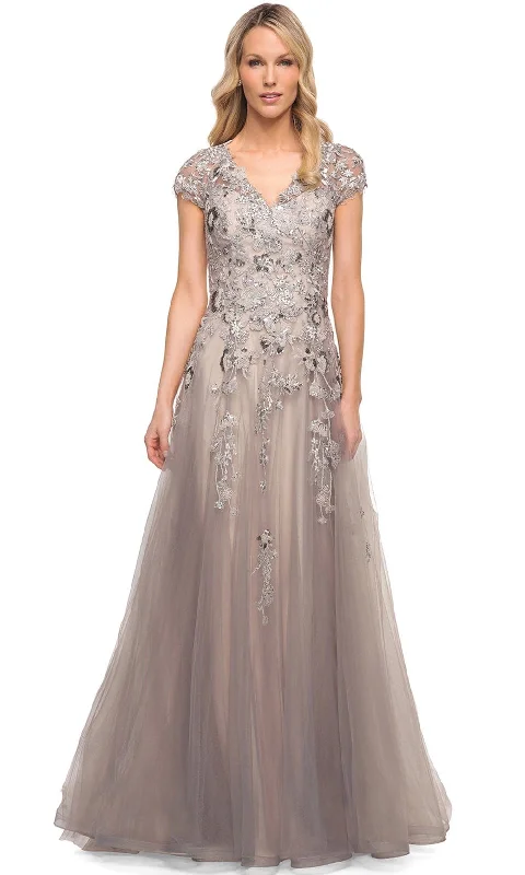 "Bodycon dresses for women to show off curves"La Femme 30239 - Embroidered V-Neck Mother of the Groom Dress "Bodycon dresses for women to show off curves"La Femme 30239 - Embroidered V-Neck Mother of the Groom Dress