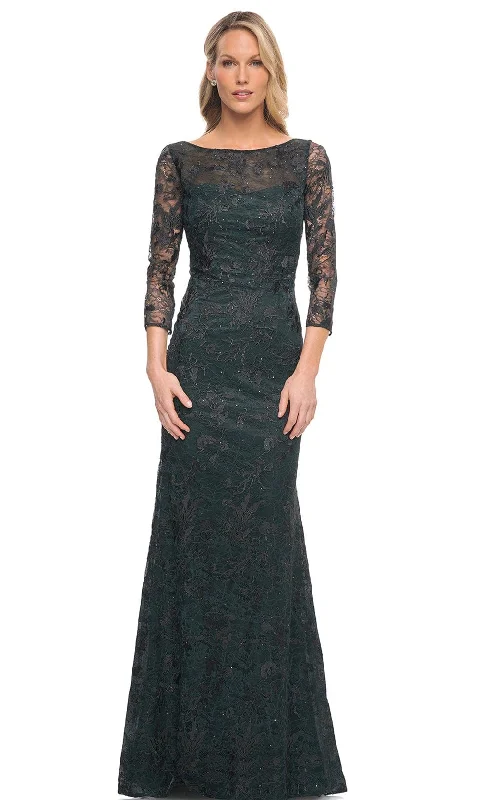 "Affordable plus size women's summer dresses"La Femme 30317 - Sheer Lace Dress