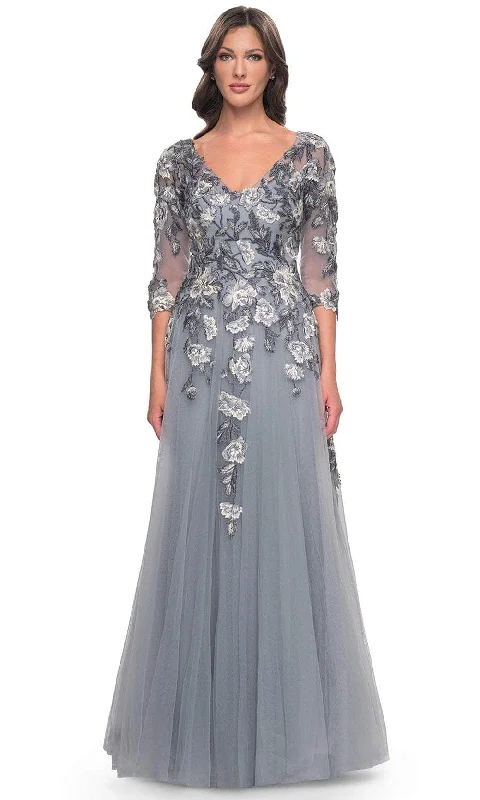 "Exclusive Discount: 30% Off All Women's Dresses for a Limited Period"La Femme 30968 - Quarter Sleeve Embroidered Long Gown "Exclusive Discount: 30% Off All Women's Dresses for a Limited Period"La Femme 30968 - Quarter Sleeve Embroidered Long Gown