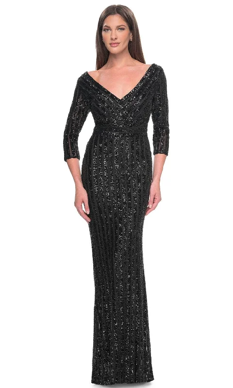 "Mother of the bride dresses for women in elegant styles"La Femme 31681 - Sequin Embellished V-Neck Evening Dress "Mother of the bride dresses for women in elegant styles"La Femme 31681 - Sequin Embellished V-Neck Evening Dress