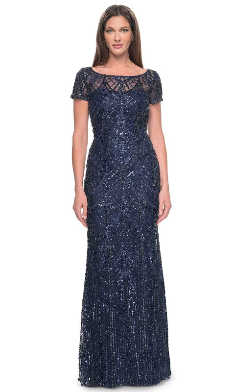 "Off - shoulder dresses for women to show off collarbones"La Femme 31709 - Bateau Neck Beaded Evening Dress "Off - shoulder dresses for women to show off collarbones"La Femme 31709 - Bateau Neck Beaded Evening Dress