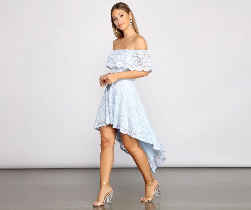 "Beaded dresses for women for a glamorous look"Loving Lace High Low Skater Dress