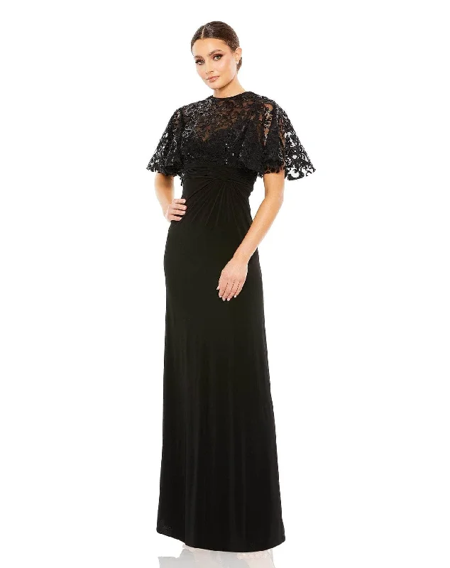 "Pleated dresses for women with a graceful movement"Mac Duggal 68002 - Embroidered Lace Neckline Formal Dress "Pleated dresses for women with a graceful movement"Mac Duggal 68002 - Embroidered Lace Neckline Formal Dress