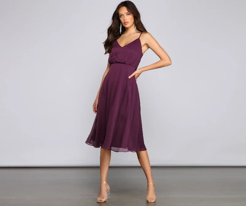 "Black dresses for women for a classic and timeless appearance"Maggie Formal Chiffon A-Line Midi Dress "Black dresses for women for a classic and timeless appearance"Maggie Formal Chiffon A-Line Midi Dress