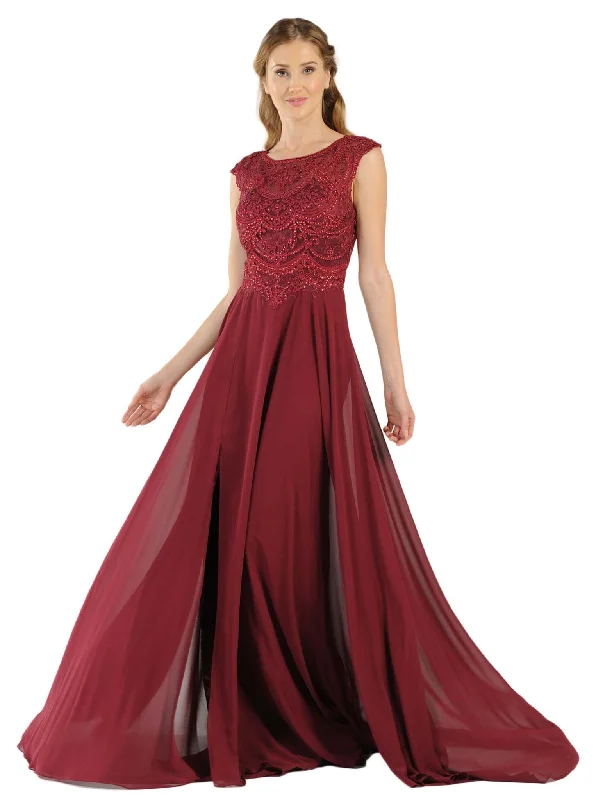"Black dresses for women for a classic and timeless appearance"Poly USA - 8254 Cap Sleeve Embroidered Illusion Chiffon Gown "Black dresses for women for a classic and timeless appearance"Poly USA - 8254 Cap Sleeve Embroidered Illusion Chiffon Gown
