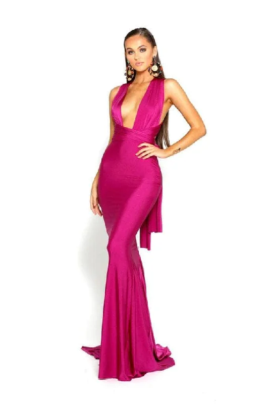 "Work - appropriate dresses for professional women"Portia and Scarlett PS6110 - Plunging Neck Sheath Formal Dress "Work - appropriate dresses for professional women"Portia and Scarlett PS6110 - Plunging Neck Sheath Formal Dress