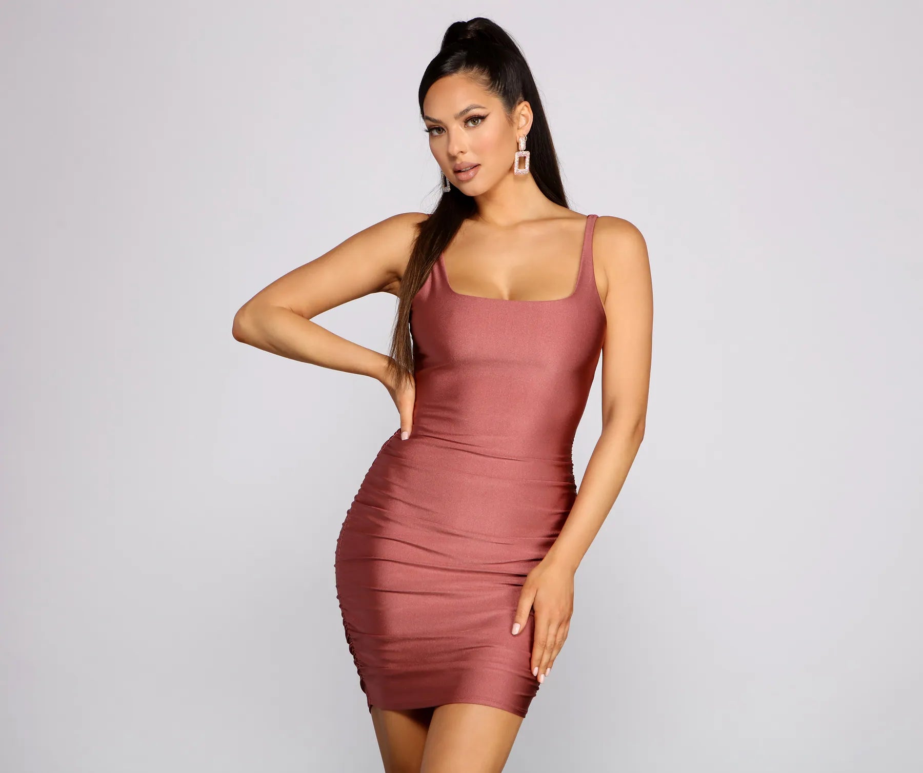 "Floral print dresses for women for a feminine look"Sleek And Stunning Ruched Knit Mini Dress "Floral print dresses for women for a feminine look"Sleek And Stunning Ruched Knit Mini Dress