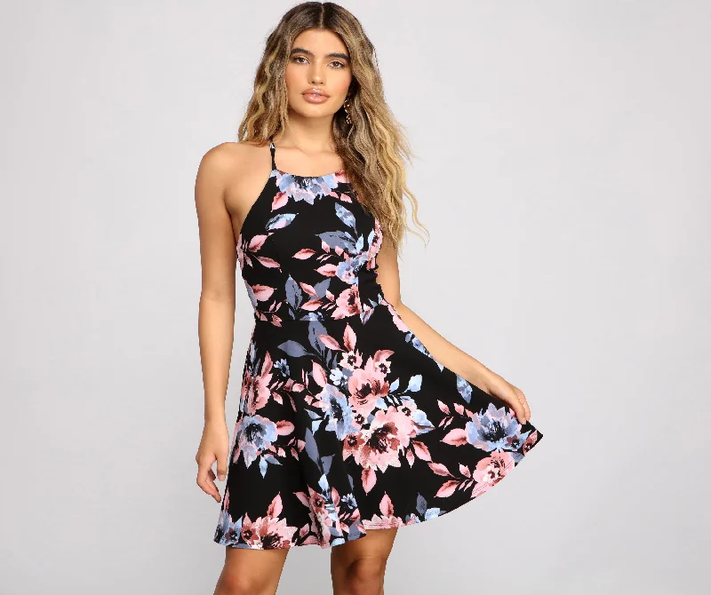 "Hurry! Limited Stock - Get Your Dream Dress with a Special Discount"Summer Mood Floral Skater Dress