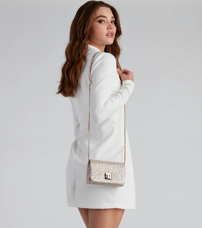 "Ruffled dresses for women for added femininity"Timeless Shine Glitter Clutch