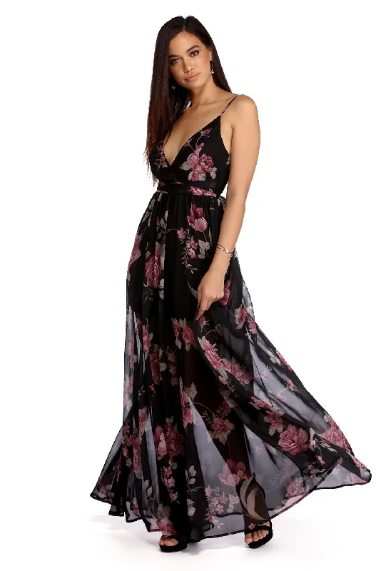 "Long sleeve dresses for women in cold weather"Valentina Chiffon Floral Dress