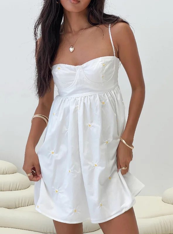 office appropriate mini dressesAddington Floral Mini Dress White