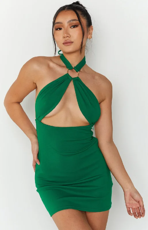 gray mini dressesArmelle Green Halter Neck Mini Dress
