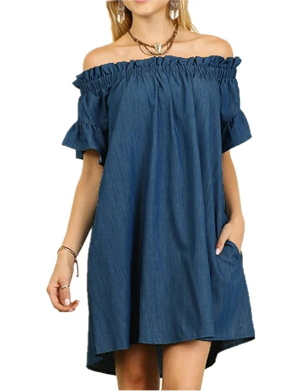 lightweight mini dressesBooth Cotton Pocketed Puff Sleeve Dress