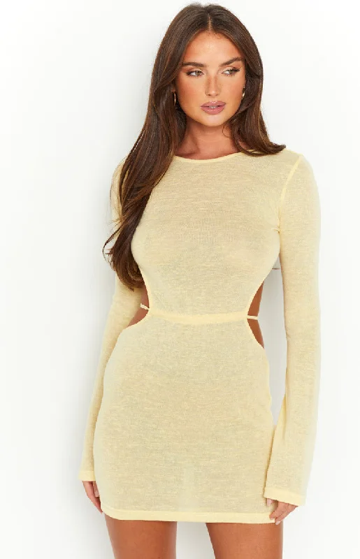 Christmas mini dressesDacota Yellow Backless Mini Dress