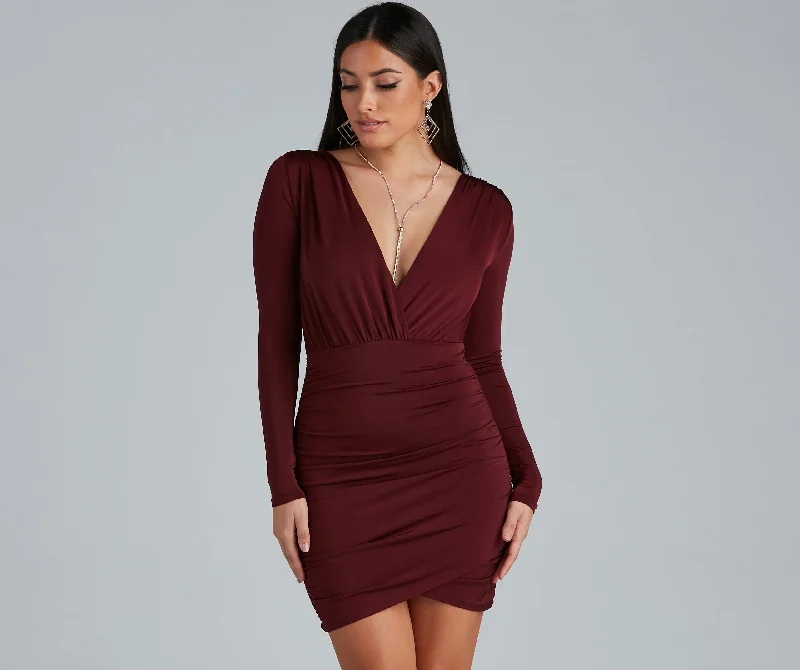 gothic mini dressesElevated Basic Ruched Mini Dress