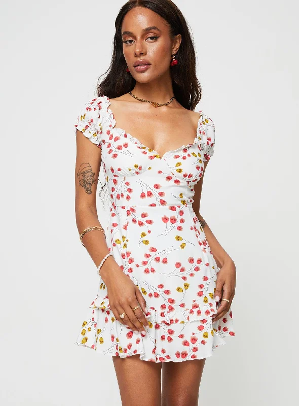 polka dot mini dressesFloreen Mini Dress White / Red Floral