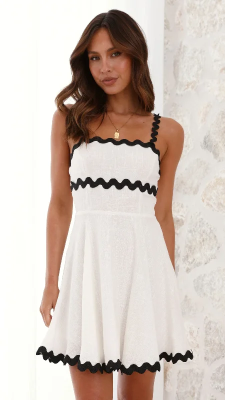 organic fabric mini dressesLys Mini Dress - White/Black