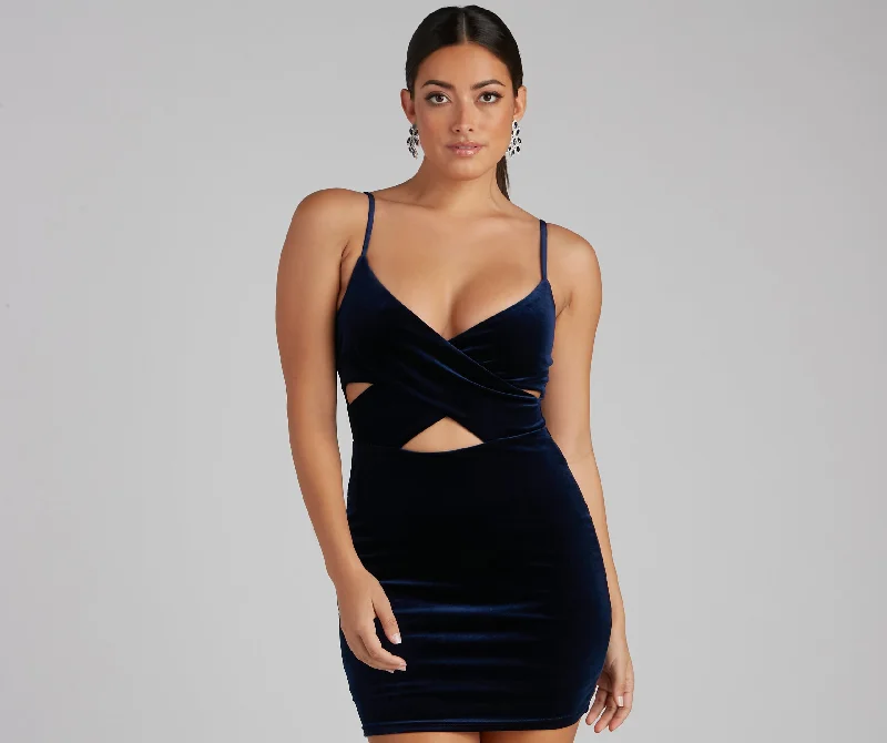 A line mini dressesNight Life V-Neck Wrap Velvet Mini Dress
