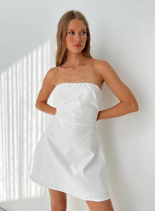 holiday themed mini dressesOstro Strapless Mini Dress White