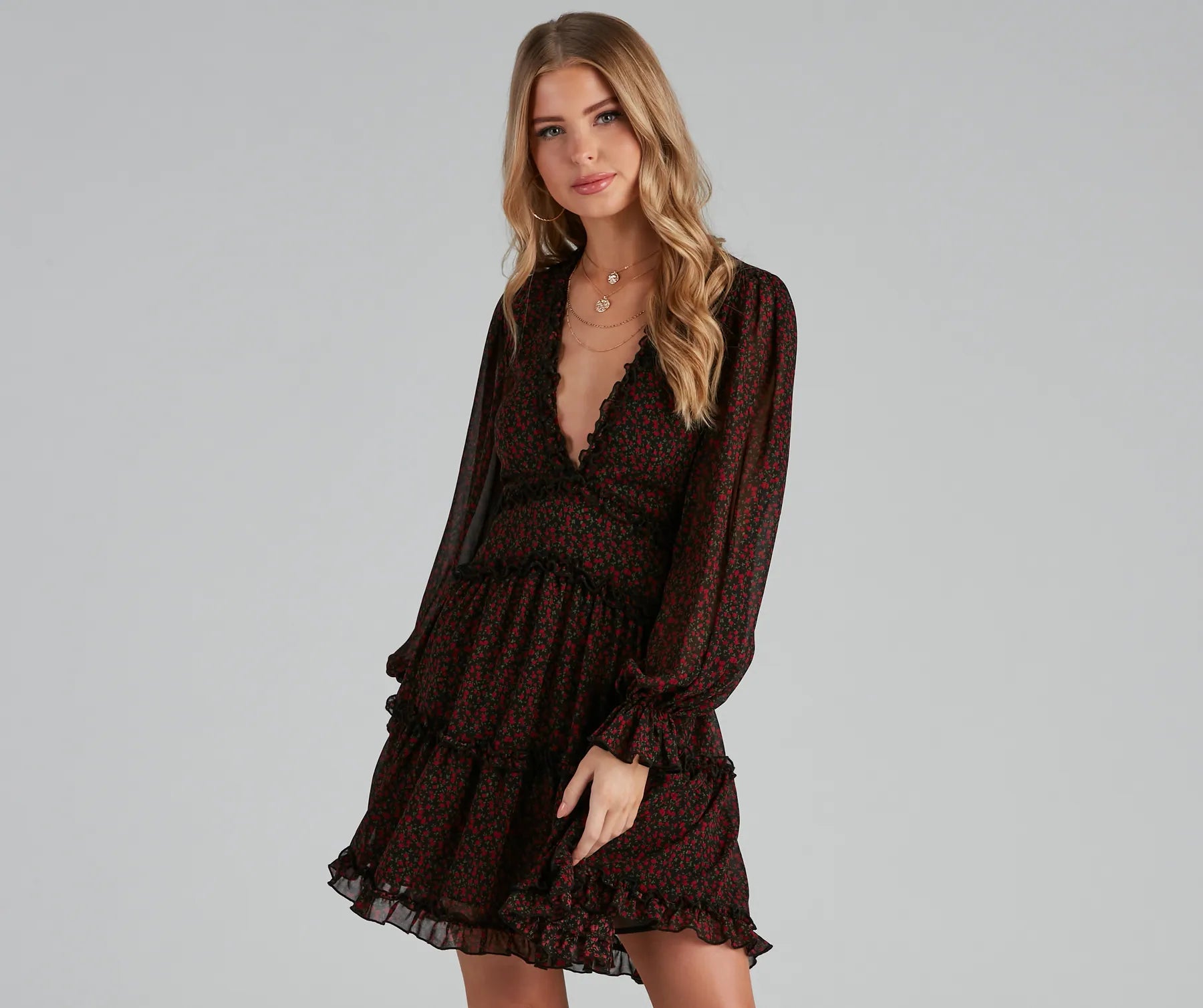Easter mini dressesPlucking Roses Chiffon Peasant Dress