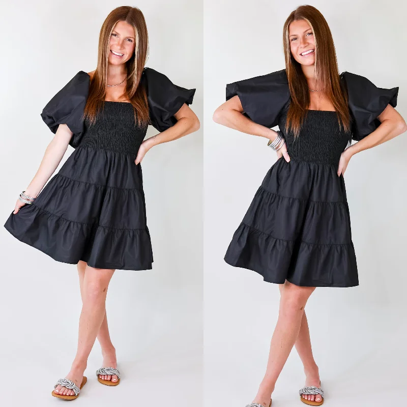 strapless mini dressesOnline Exclusive | Trust Me Puffed Sleeve Dress in Black