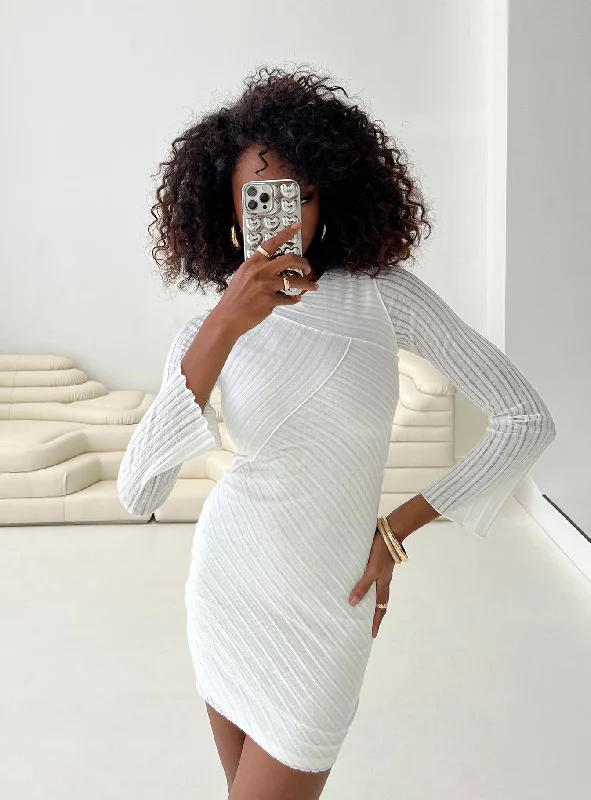 sustainable mini dressesRaisa Long Sleeve Mini Dress White