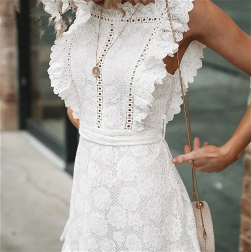 red mini dressesFashionSierra - Sexy Beach Style High Waist Lace-up Mini Dress