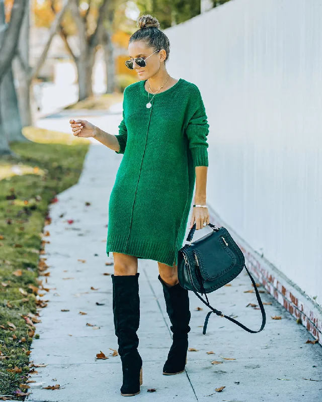 sporty mini dressesSmoky Mountain Sweater Dress - Green
