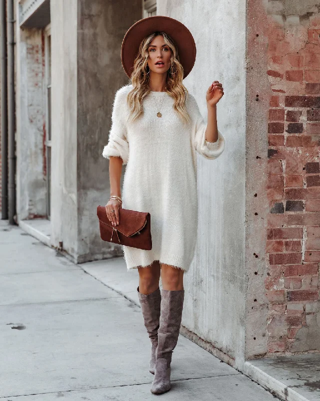 green mini dressesSo In Love Knit Sweater Dress - Ivory - FINAL SALE