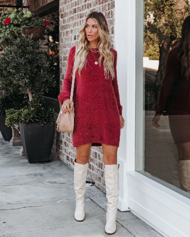 prom mini dressesSo In Love Knit Sweater Dress - Dark Mauve