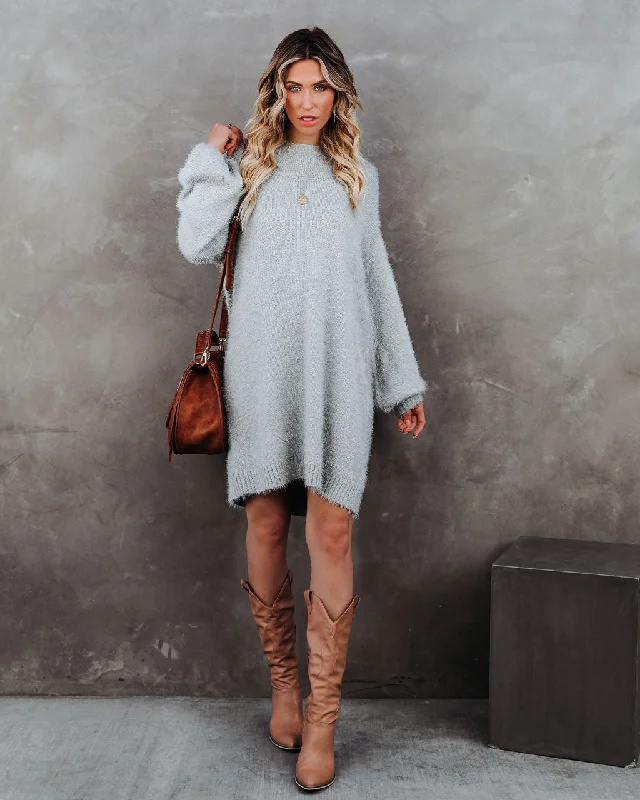 polka dot mini dressesSo In Love Knit Sweater Dress - Heather Grey - FINAL SALE